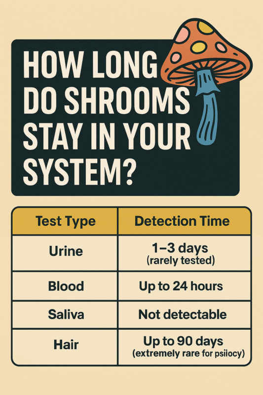 Shrroms in your system. psilocybin drug tests, broken down by test type.